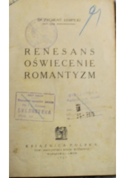 Renesans oświecenie romantyzm 1923 r.