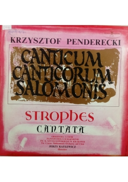 Krzysztof Penderecki. Canticum Canticorum Salomons, Płyta winylowa