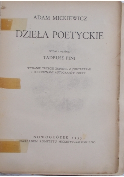 Dzieła poetyckie , 1933 r.