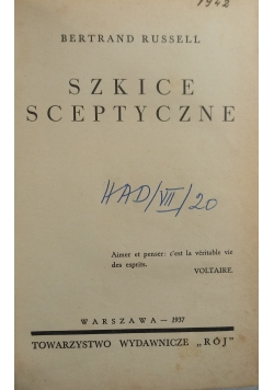 Szkice Sceptyczne, 1937r.