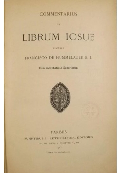 Commentarius in Librum Iosue, 1903 r.