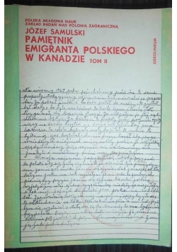 Pamiętnik Emigranta Polskiego w Kanadzie Tom II