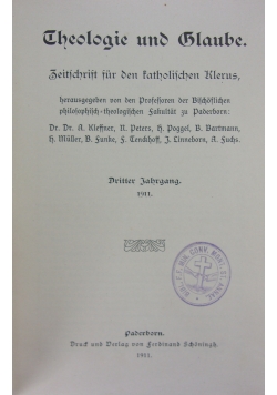 Theologie und Glaube 3, 1911r.