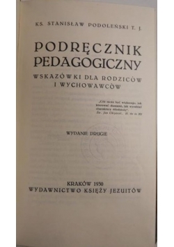 Podręcznik pedagogiczny wydanie II, 1930 r.