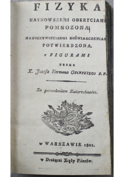 Fizyka naynowszemi odkryciami pomnozona 1801 r