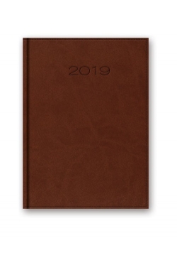 Kalendarz 2019 21DB książkowy dzienny brązowy