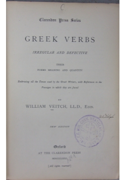 Greek Verbs, Irregular and Defective, 1871 r.