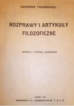 Rozprawy i artykuły filozoficzne, 1927r.