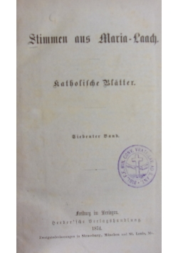 Stimmen aus Maria-Laach, 1874 r.