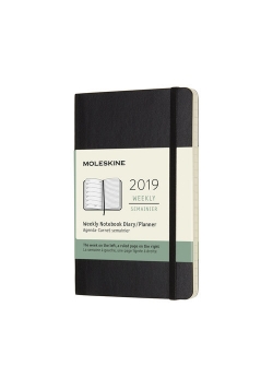 Kalendarz 2019 tygodniowy Moleskine 12M P  miękka oprawa, czarny