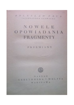 Nowele opowiadania fragmenty,  1936 r.