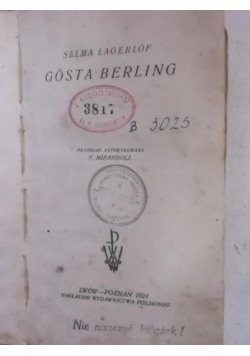 Gosta Berling, 1924 r.