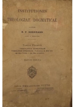 Institutiones Theologiae Dogmaticae, 1926 r.