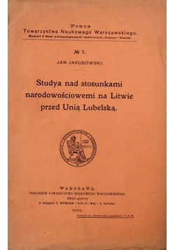 Studia nad stosunkami narodowościowymi na Litwie 1912r