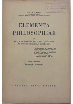 Elementa Philosophiae, 1937 r.