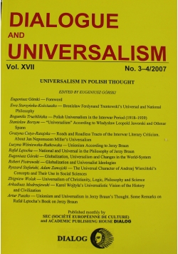 Dialogue and Universalism No 3 i 4
