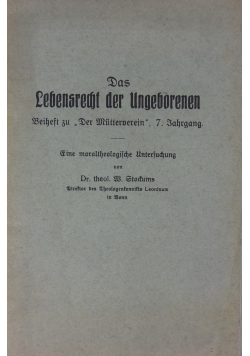 Das Lebensrecht der Ungeborenen, 1921r.