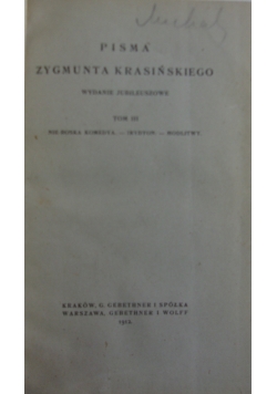 Pisma Zygmunta Krasińskiego, tom III, 1912r.
