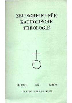 Zeitschrift fur katholische theolohie