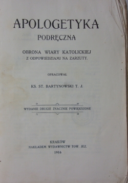 Apologetyka Podręczna, 1916 r.