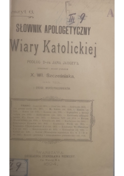 Słownik apologetyczny wiary katolickiej, Tom I, 1894 r.