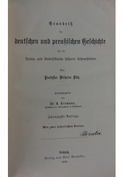 Grundriss der deutschen und preußischen Geschichte, 1906 r.