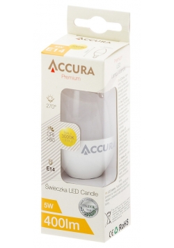 Żarówka LED ACCURA Premium świeczka, E14, 5W