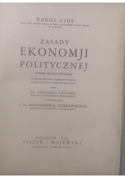 Zasady ekonomji politycznej, 1929 r.