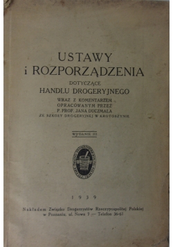 Ustawy i rozporządzenia dotyczące handlu drogeryjnego, 1939r.