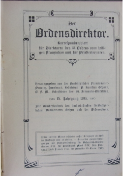Der Ordensdirektor korrespondensblatt fur Dircktoren des III. Ordens vom heiligen Franziskus und fur Driefterziaren, 1915 r.