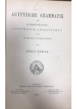 Agyptische grammatik mit schrifttafel, 1894 r.