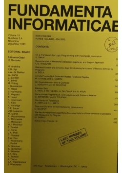 Fundamenta Informaticae Volume 19 numbers 3 i 4