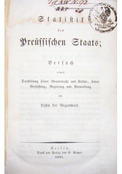 Statistik des Preussischen Staats, 1845r.