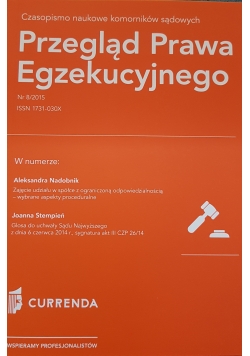Przegląd prawa egzekucyjnego Nr 8/2015