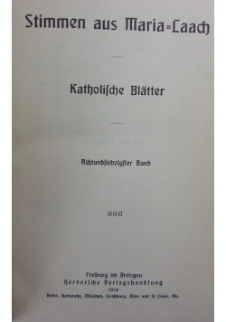 Stimmen aus Maria=Laach. 1910r.