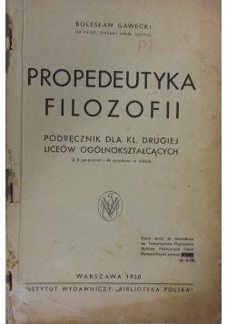 Propedeutyka filozofii, 1938 r.