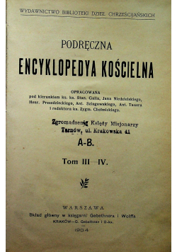 Podręczna encyklopedia kościelna Tom III IV 1904r