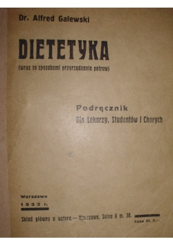 Dietetyka, 1933 r.