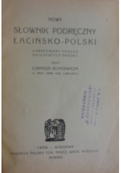 Słownik podręczny, łacińsko-polski, 1922 r.