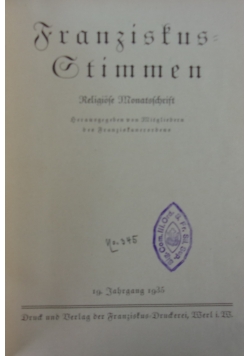 Franziskus=Gtimmen, 1935r.