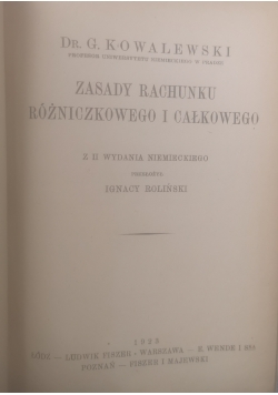 Zasady rachunku różniczkowego i całkowego, 1923 r.