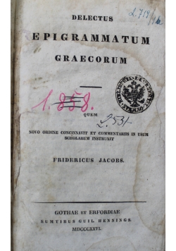 Delectus epigrammatum graecorum 1826 r.