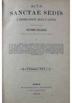 Acta Sanctae Sedis volumen XXV ok 1893 r.