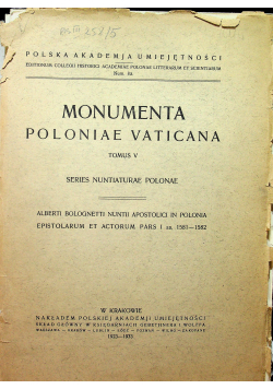 Monumenta Poloniae Vaticana Tomus V ok 1933 r