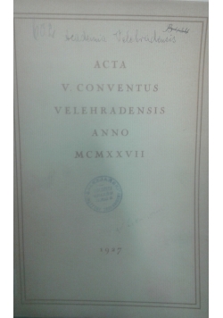 Acta v. conventus velehradensis , 1925 r.