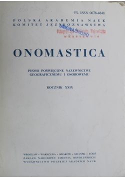 Onomastica rocznik XXIX