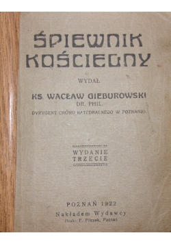 Śpiewnik kościelny, 1922 r.