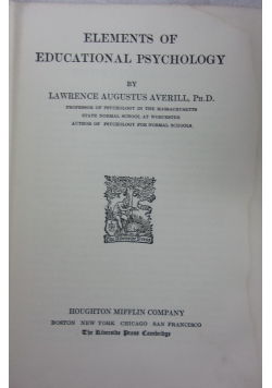 Elements of Educational Psychology, 1924 r.