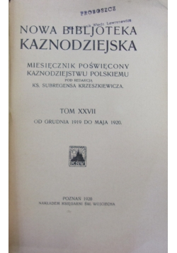 Nowa Biblioteka Kaznodziejska 1920 r. Tom XXVII