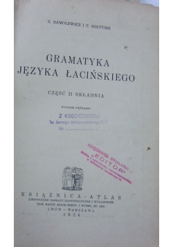 Gramatyka języka łacińskiego, cz. II, 1924 r.